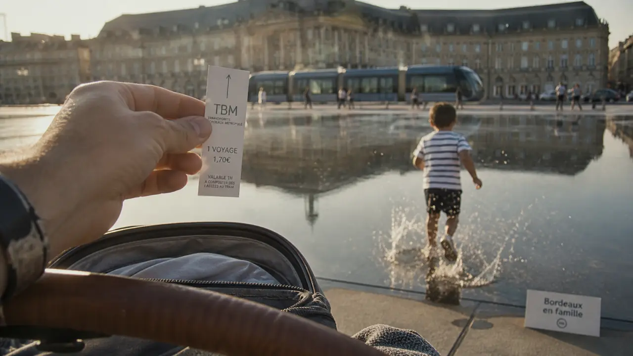 Bordeaux en famille : enfants sur les quais de la Garonne près de la place de la Bourse