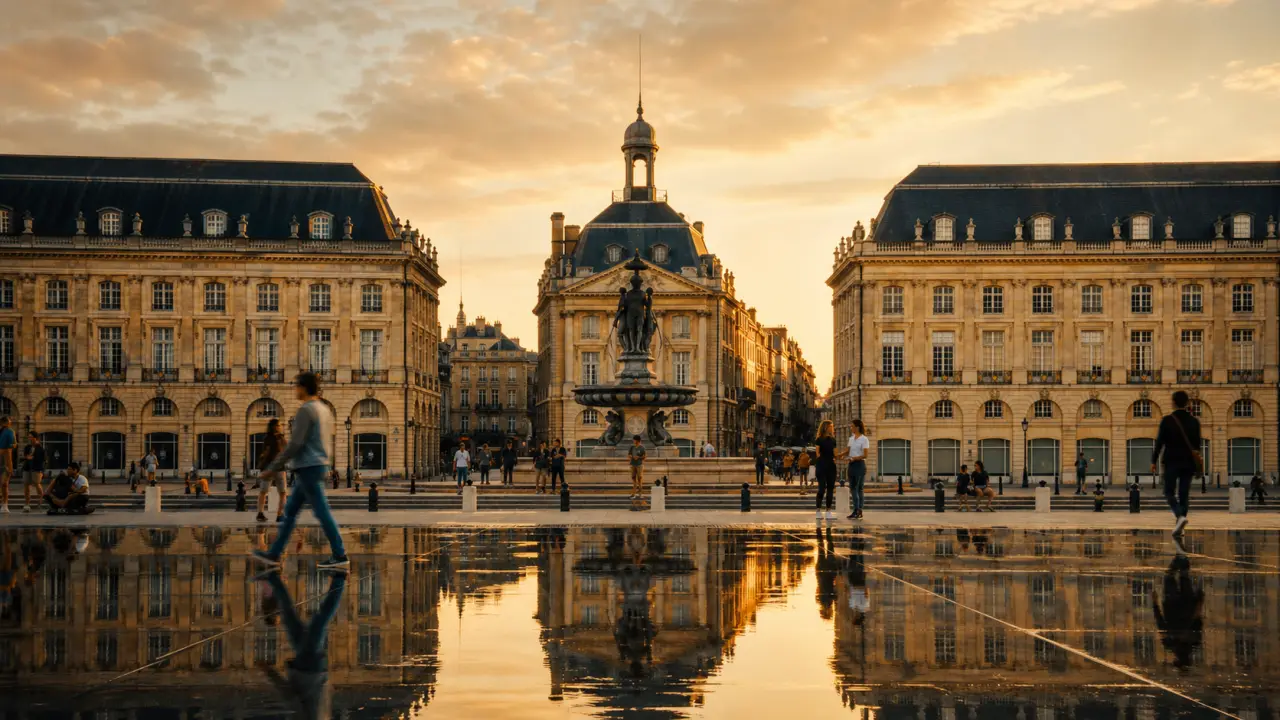 Bordeaux palais de la bourse et miroir d’eau sur les quais