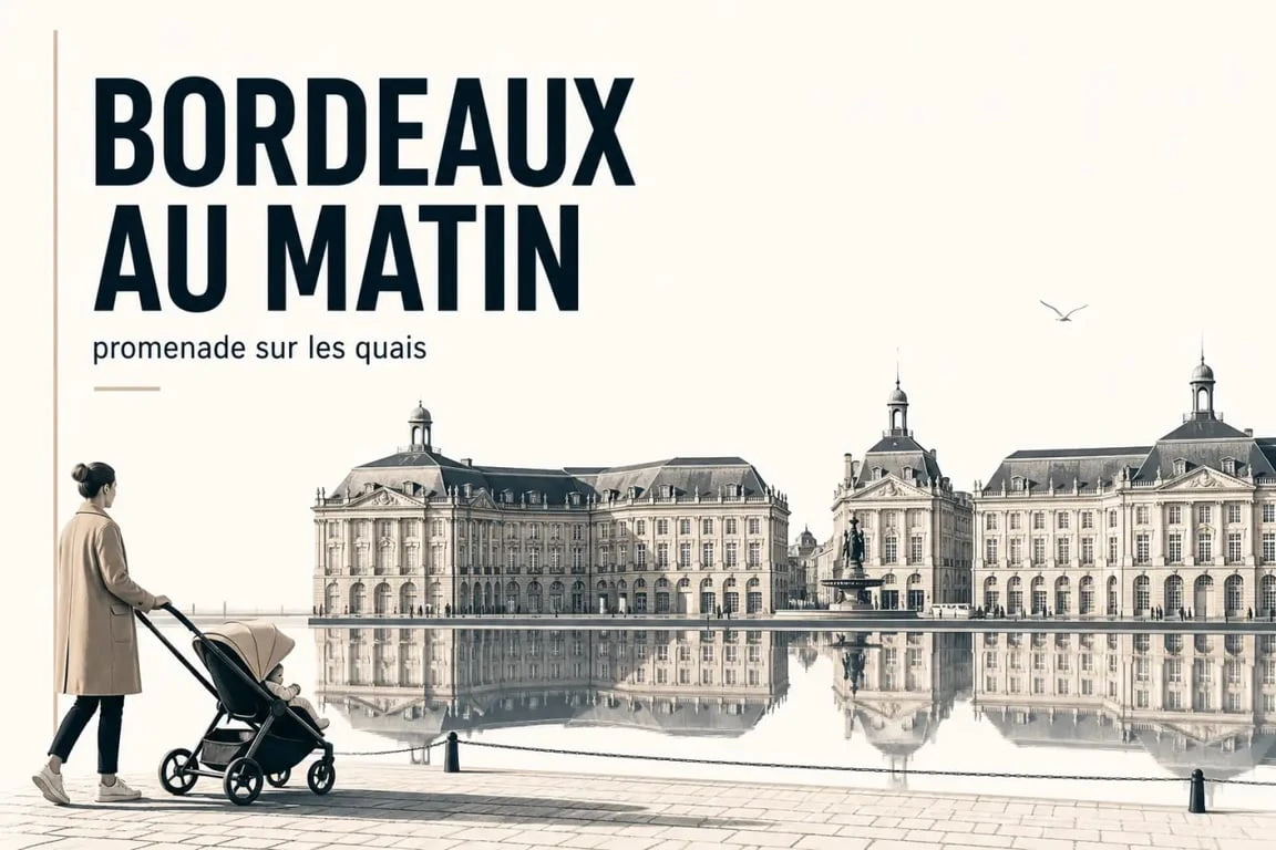 Visiter bordeaux avec bébé sur les quais de Bordeaux, avec poussette, miroir d’eau et façades emblématiques