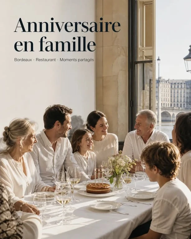 Anniversaire en famille dans un restaurant pour anniversaire en famille - bordeaux avec grande table conviviale et ambiance calme