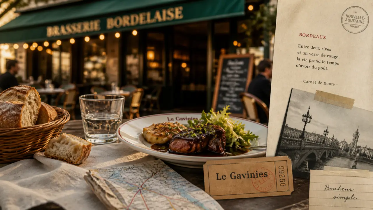 Le Gavinies restaurant Bordeaux : table, menu et salle à l’étage