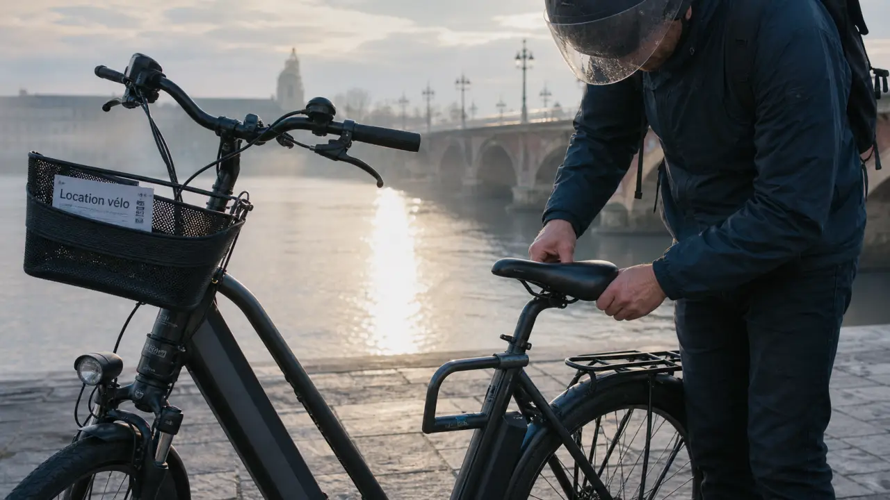 location velo electrique bordeaux : vélo électrique noir sur quai près Garonne