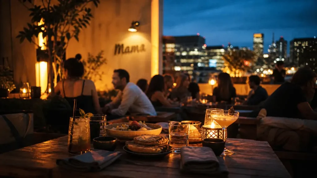 Mama restaurant bordeaux rooftop : dîner animé sur le toit avec cocktails et assiettes à partager