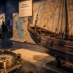 Musée de l'histoire maritime de bordeaux : maquette navire et cartes marines anciennes