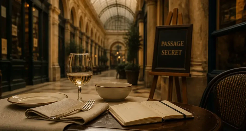 passage secret bordeaux restaurant sous verrière, table et verrière XIXe