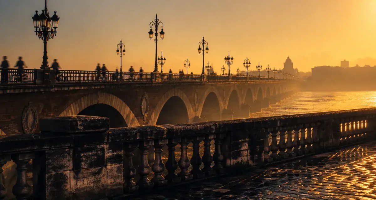 Pont de pierre bordeaux au coucher du soleil