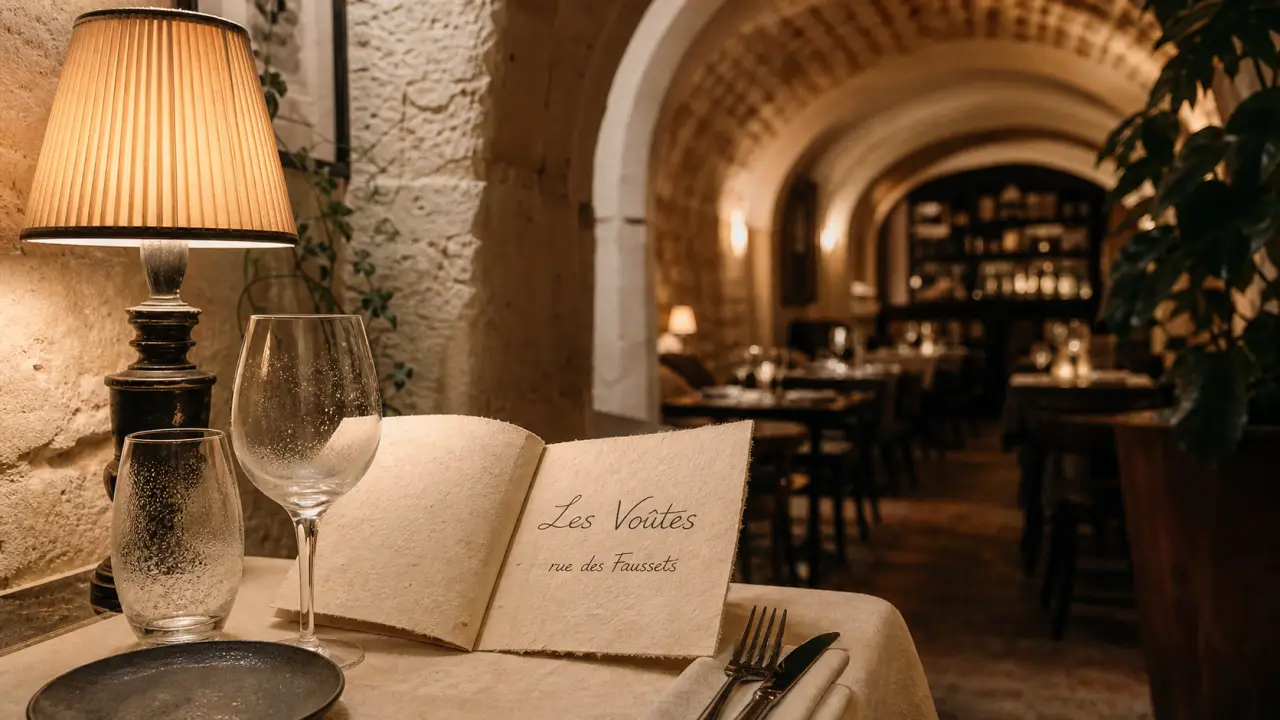 restaurant les voutes bordeaux, entrée en pierre et salle feutrée