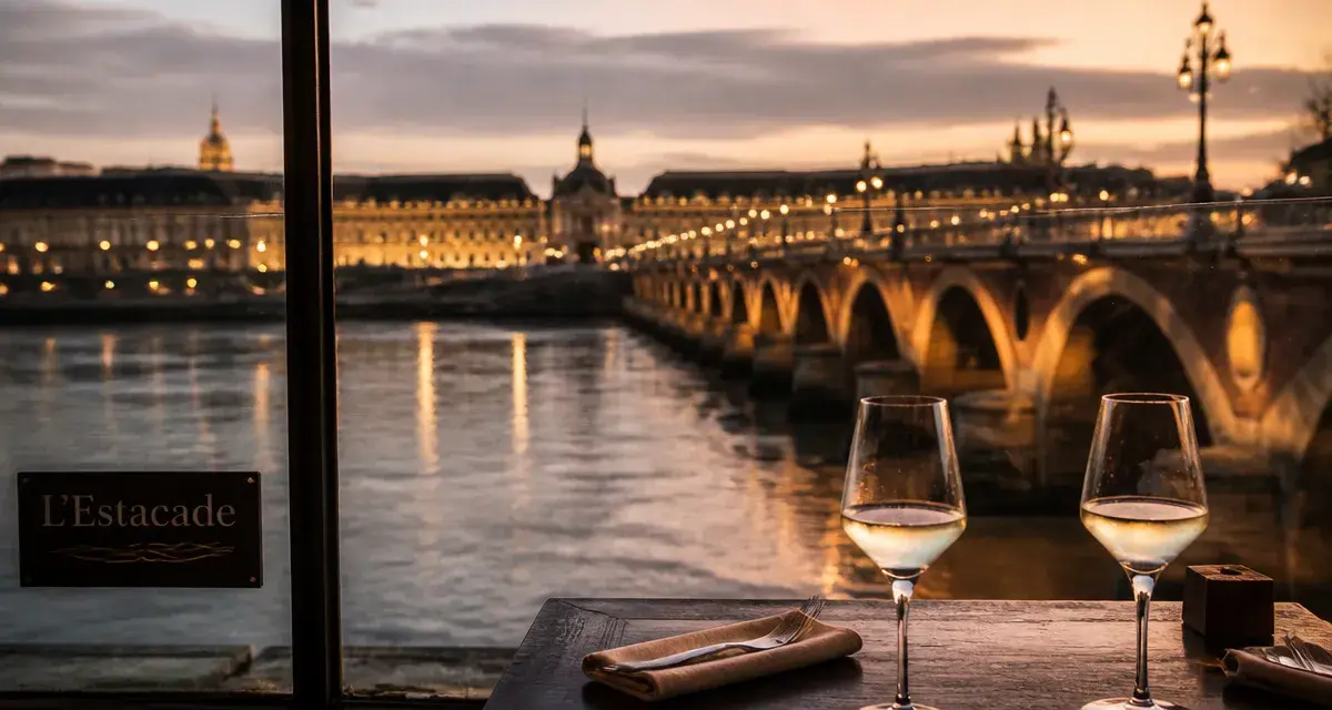 Restaurant l'estacade Bordeaux, dîner sur la Garonne et vue sur le Pont de Pierre