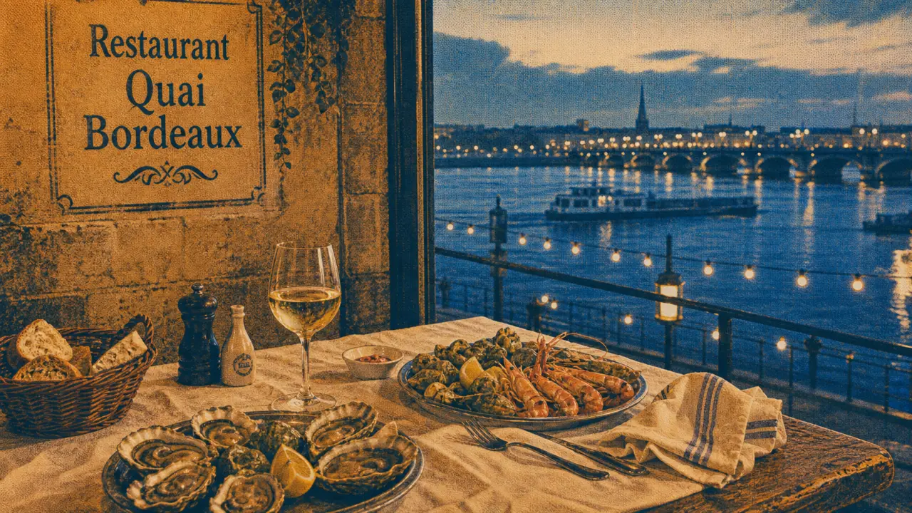Restaurant quai bordeaux sur les quais de Bordeaux, fruits de mer et vin blanc