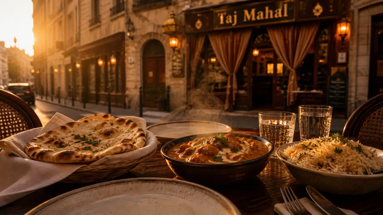 Restaurant taj mahal bordeaux : table indienne et plats à partager