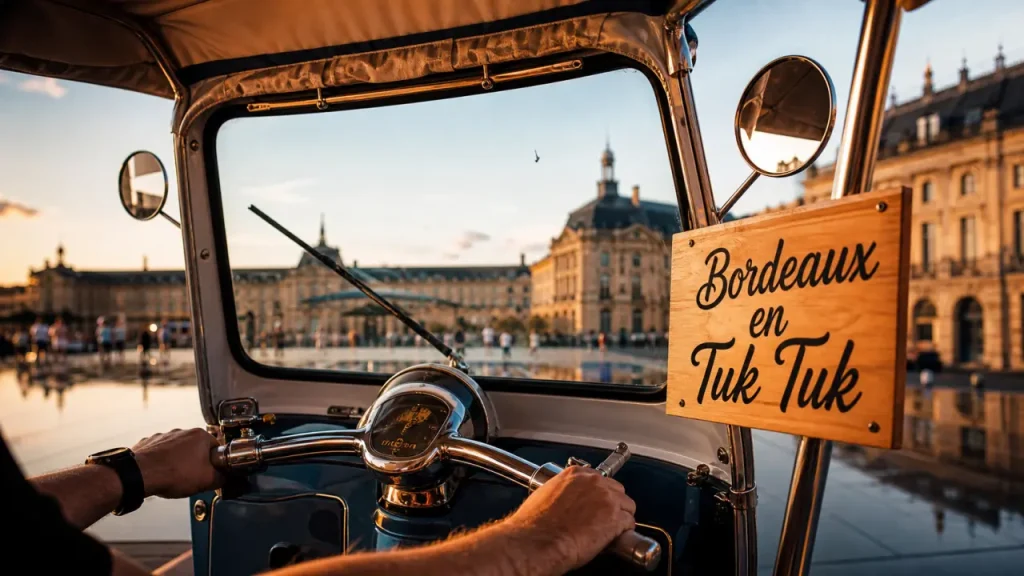 Visiter Bordeaux en tuk tuk sur les quais de la Garonne