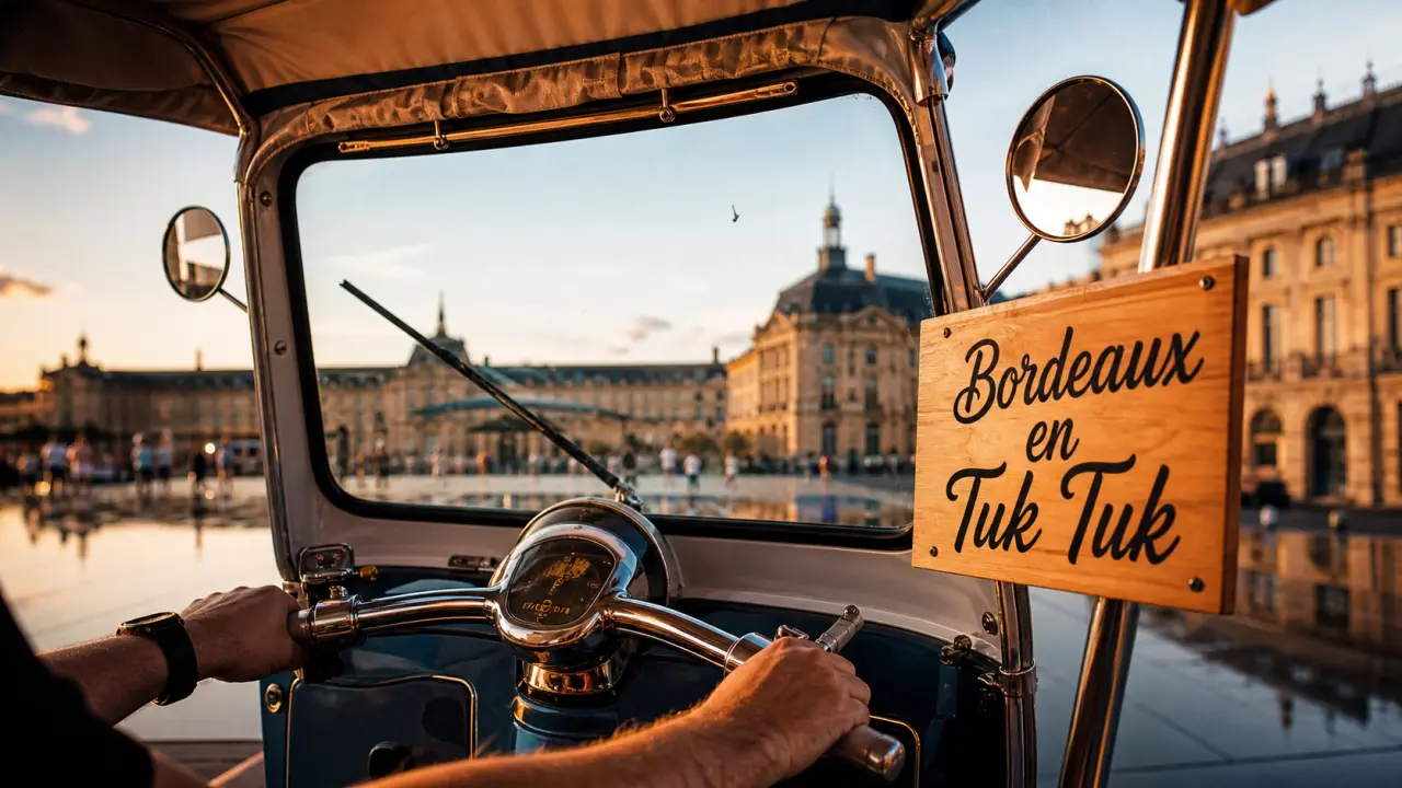 Visiter Bordeaux en tuk tuk sur les quais de la Garonne