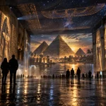 bassin des lumières egypte : pyramides et pharaons projetés à Bordeaux