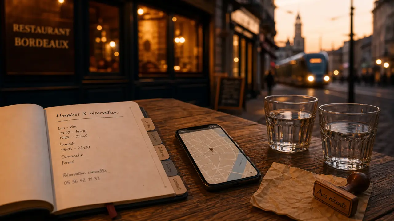 Elios restaurant bordeaux : horaires et accès à vérifier avant de réserver