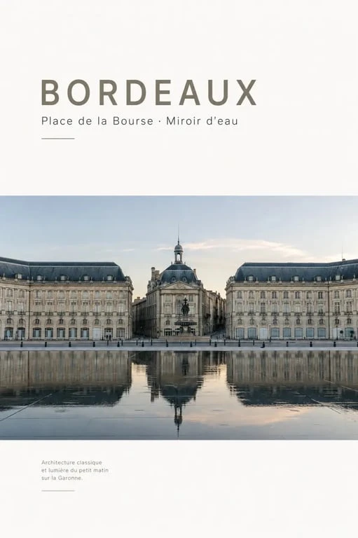Visiter Bordeaux en 2 jours le routard : vue du matin sur la place de la Bourse et le miroir d’eau à Bordeaux