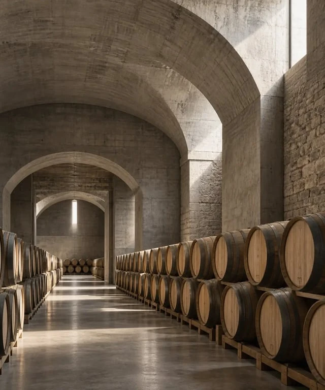Whisky Bordeaux vieillissant en barriques dans un bunker de maturation