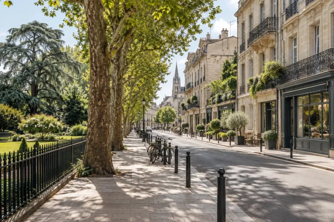 Jardin Public et rues résidentielles du quartier Saint-Seurin à Bordeaux