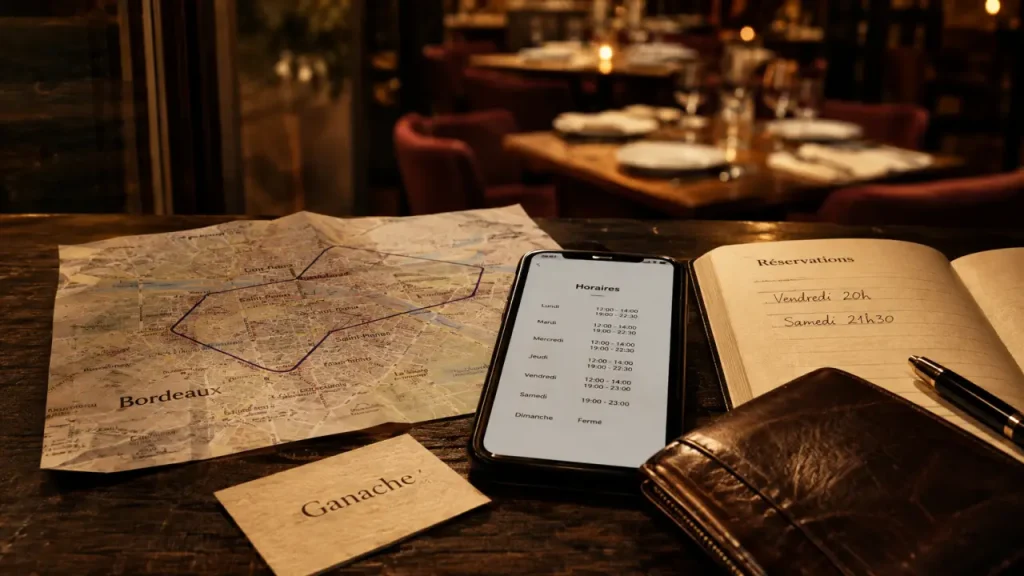 Carte et horaires pour un ganache restaurant bordeaux à Bordeaux