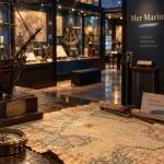 Musée mer marine à Bordeaux : maquette de navire et boussole