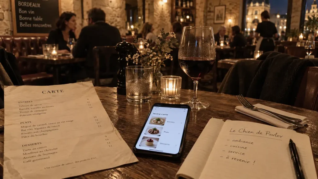 Restaurant chien de pavlov bordeaux : carte et menu en salle