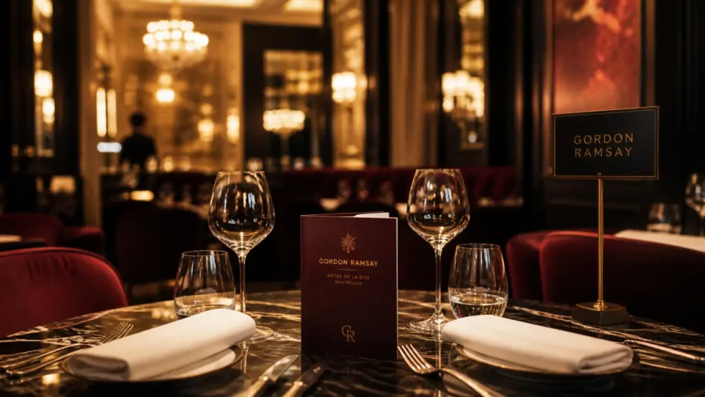 Restaurant gordon ramsay bordeaux, table à la place de la Comédie