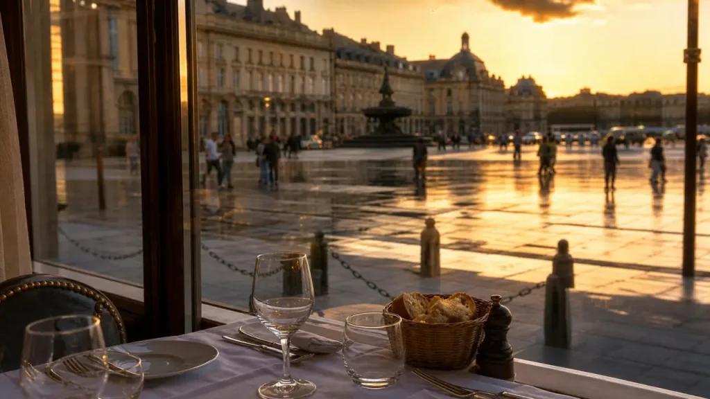 Restaurant le gabriel bordeaux à la Place de la Bourse, dîner face aux reflets de l’eau