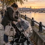 Visiter Bordeaux avec bébé : poussette près de la Garonne