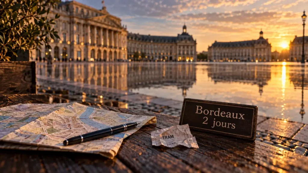 Visiter Bordeaux en 2 jours le Routard : reflet du Grand Théâtre à la place de la Bourse