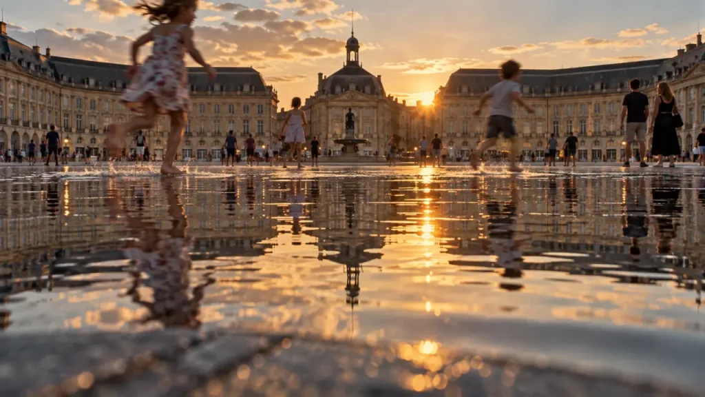 Visiter le miroir d’eau Bordeaux : reflets et brume, place de la Bourse