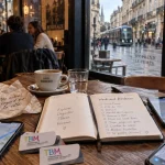 Week end groupe Bordeaux : plan et téléphones dans un café à Bordeaux