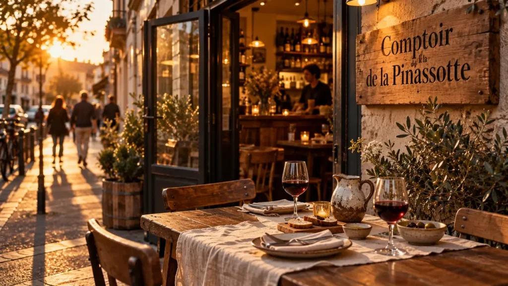 comptoir de la pinassotte begles, terrasse en golden hour