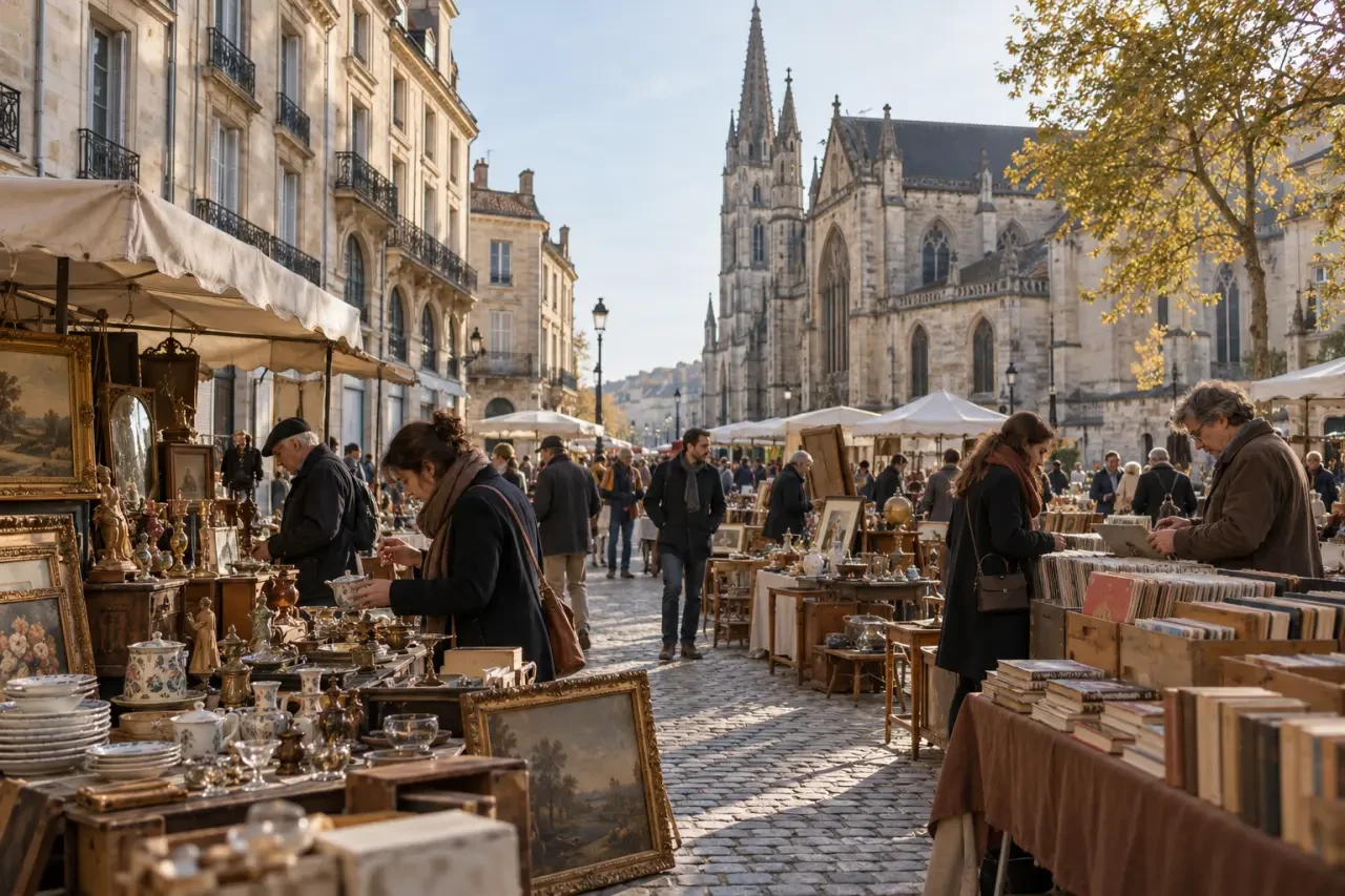 Marché aux puces du quartier Saint-Michel à Bordeaux
