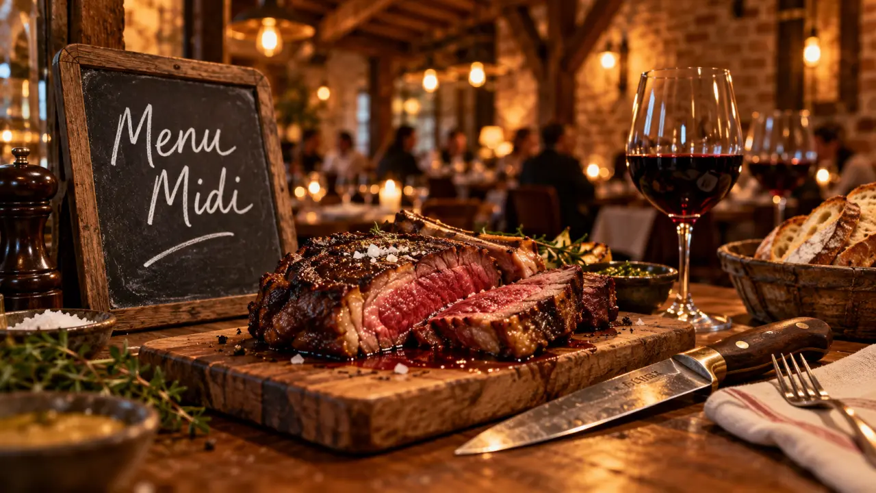 Restaurant pian médoc : viande et ardoise Menu Midi, salle chaleureuse